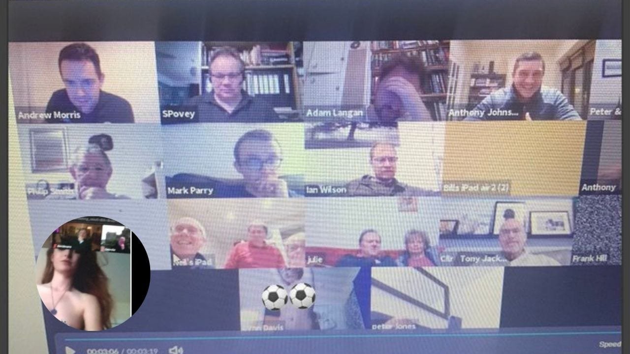 Equipo de futbol interrumpe reunión por Zoom ya que a mitad de la misma apareció una mujer desnuda