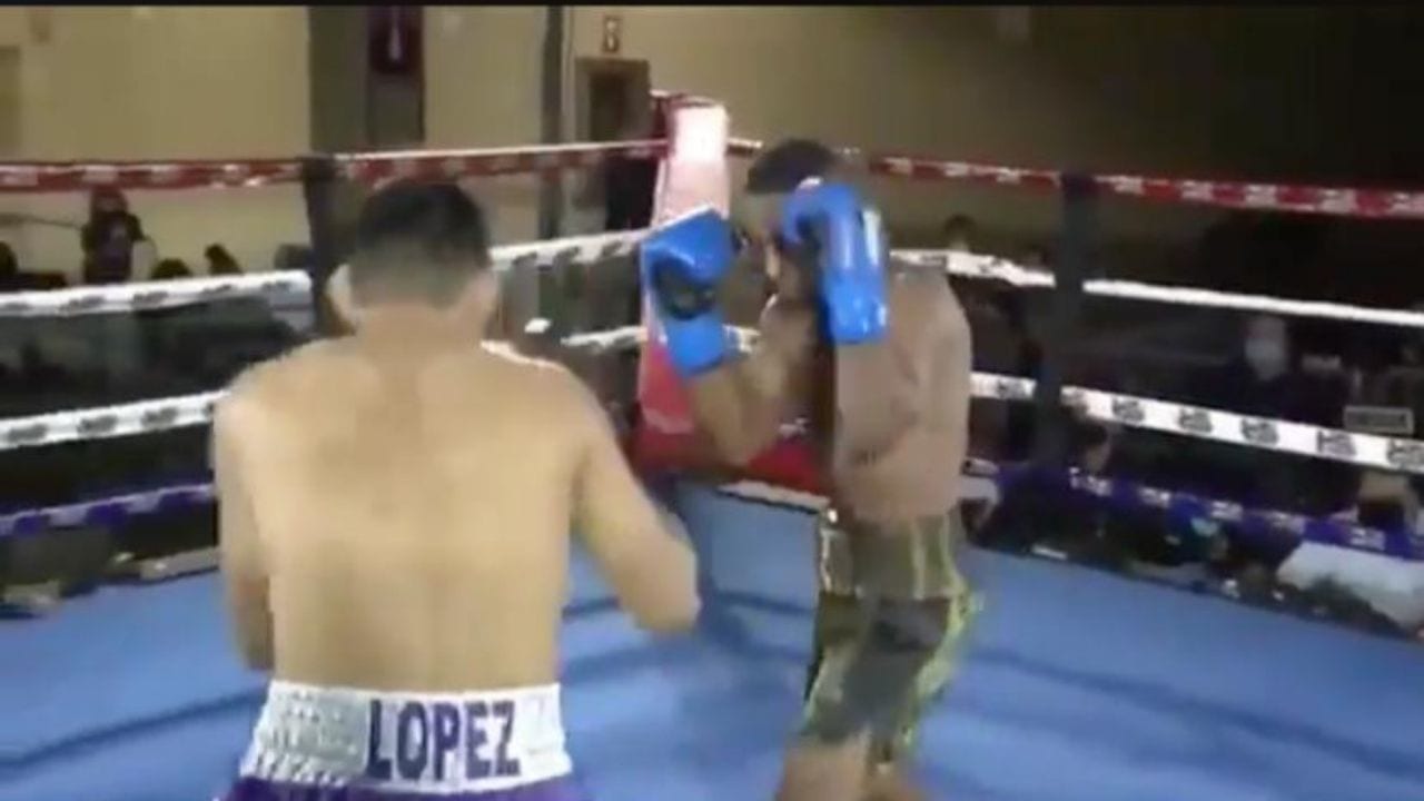 Boxeador nicaragüense propina fuerte nocaut dejando inconsciente y de pie a su rival