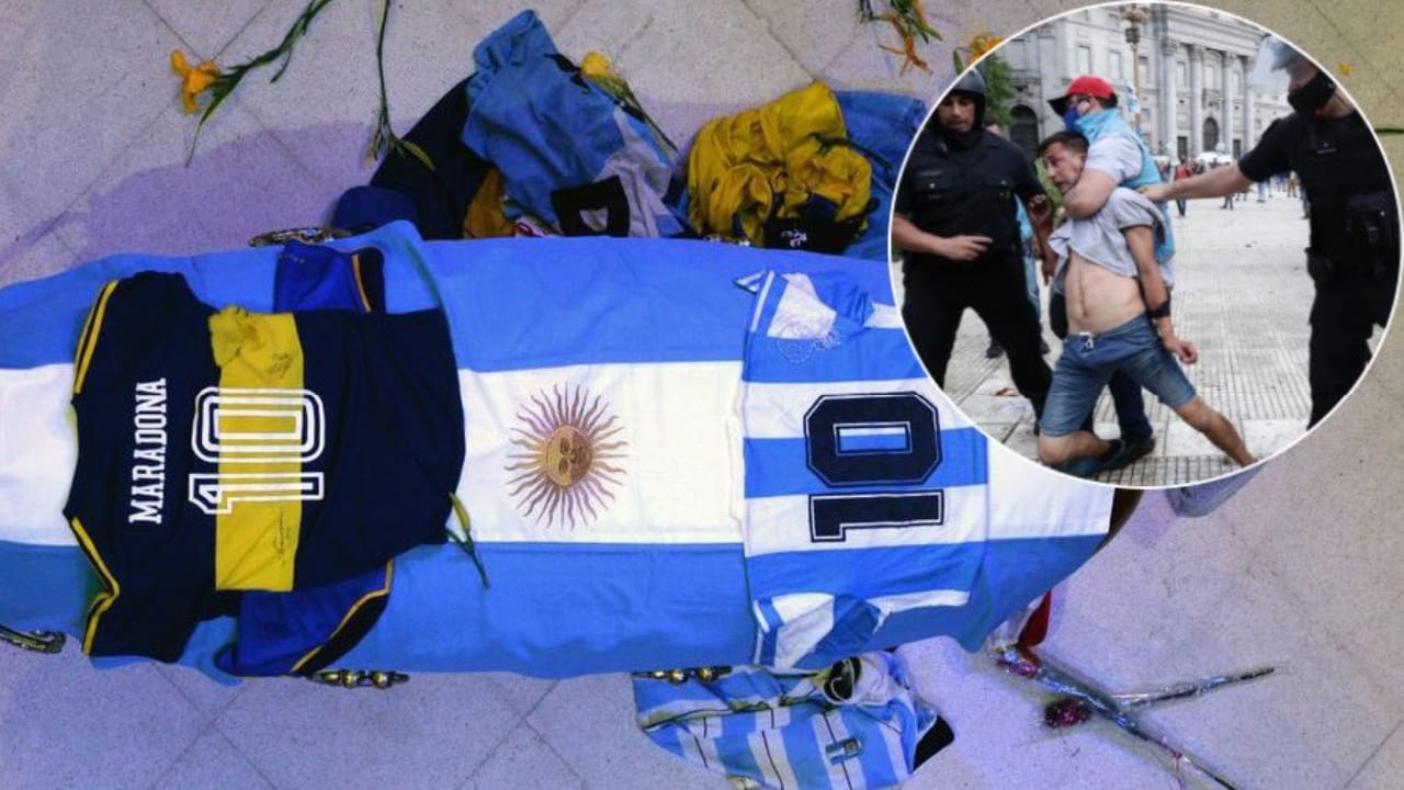 Disturbios en velorio de Diego Maradona: golpes, empujones y enfrentamientos con la policía