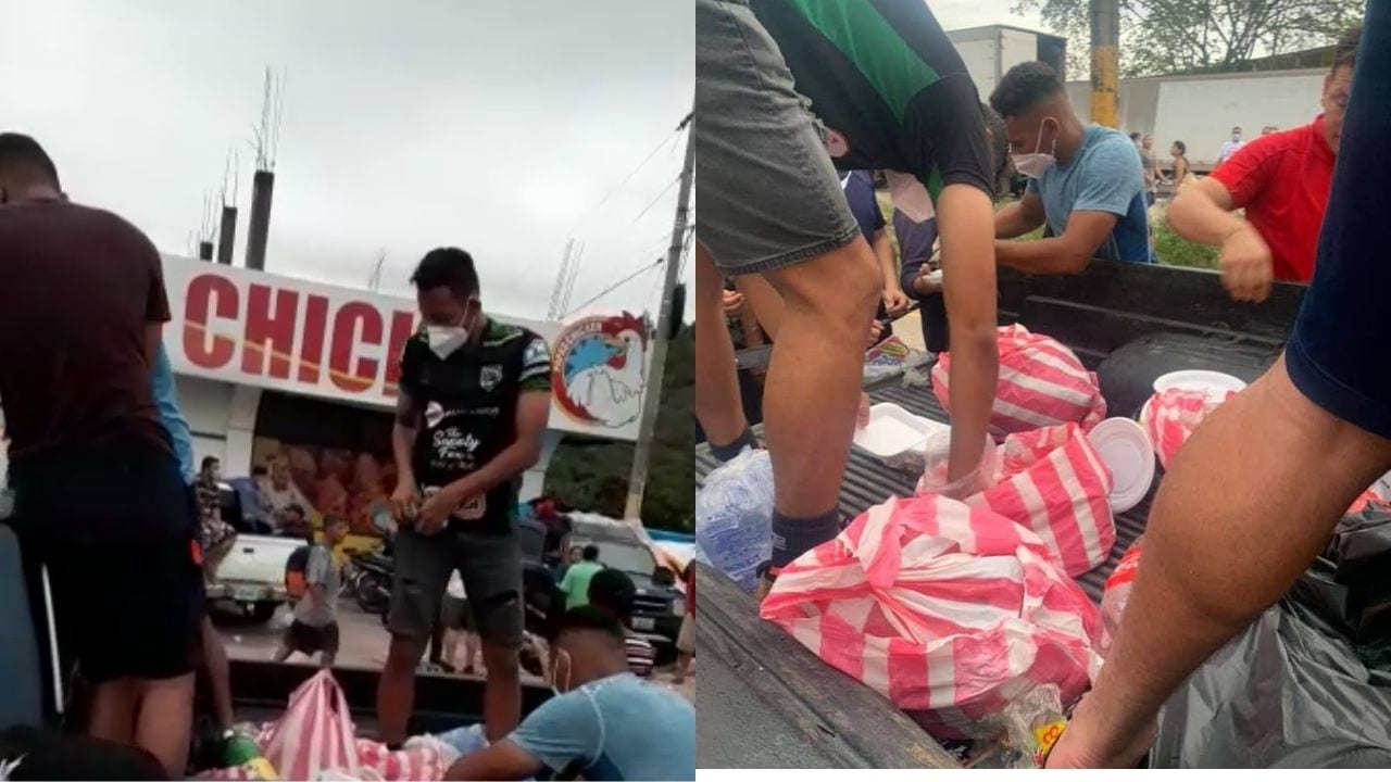 Jugadores de Marathón salen a las calles y llevan comida a afectados por huracán Eta