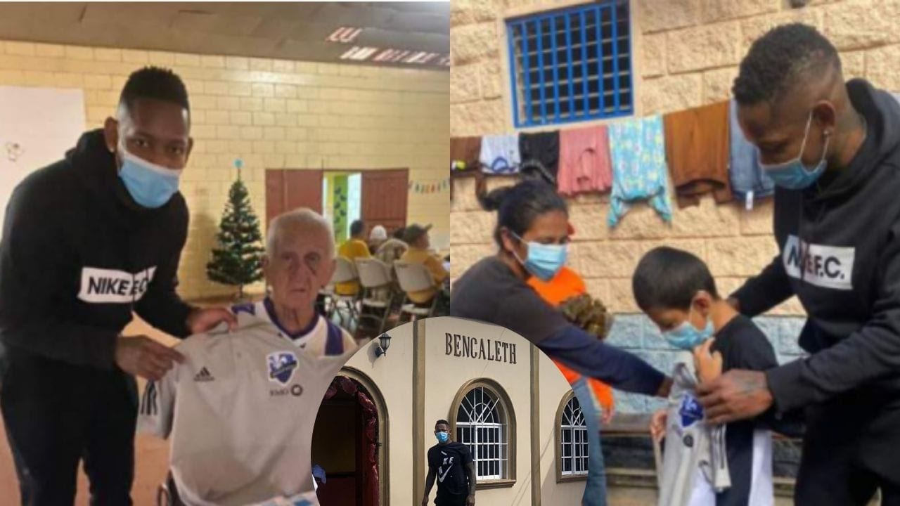 Romell Quioto se solidariza con hondureños regalando comida en la víspera de la Navidad