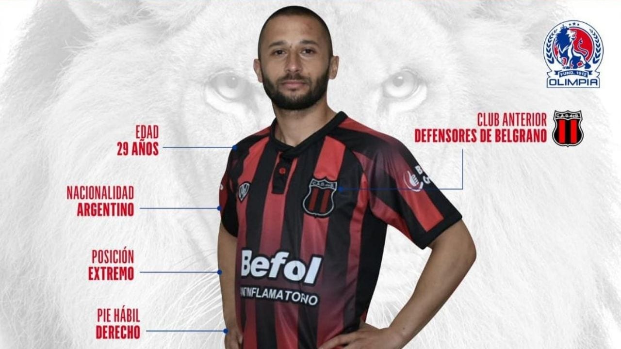 Olimpia presenta al argentino Ezequiel Aguirre como su nuevo extremo derecho