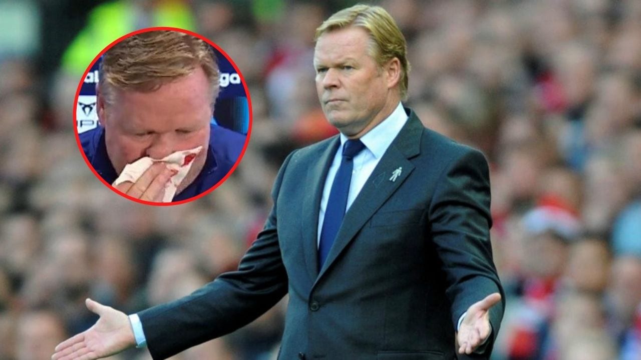 Koeman, entrenador del Barça, comienza a sangrar por la nariz y abandona la rueda de prensa