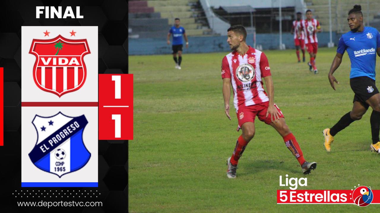 Vida rescató un punto ante el Honduras Progreso en una lluviosa noche en La Ceiba