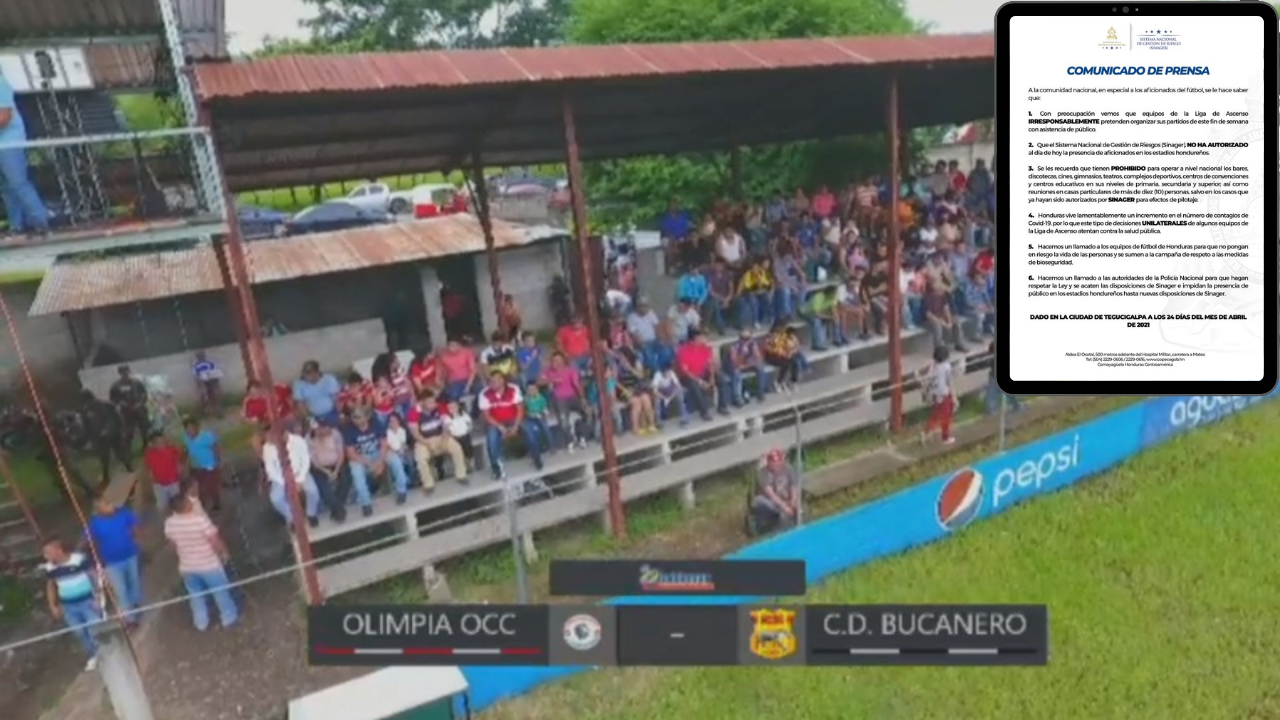 Partido de segunda división en Honduras se jugó a estadio lleno pese advertencias de Sinager