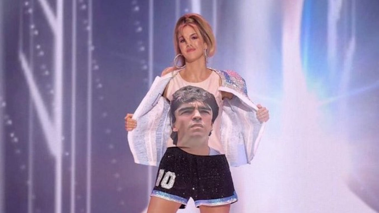 Alina Akselrad rindió homenaje a Diego Maradona en el Miss Universo
