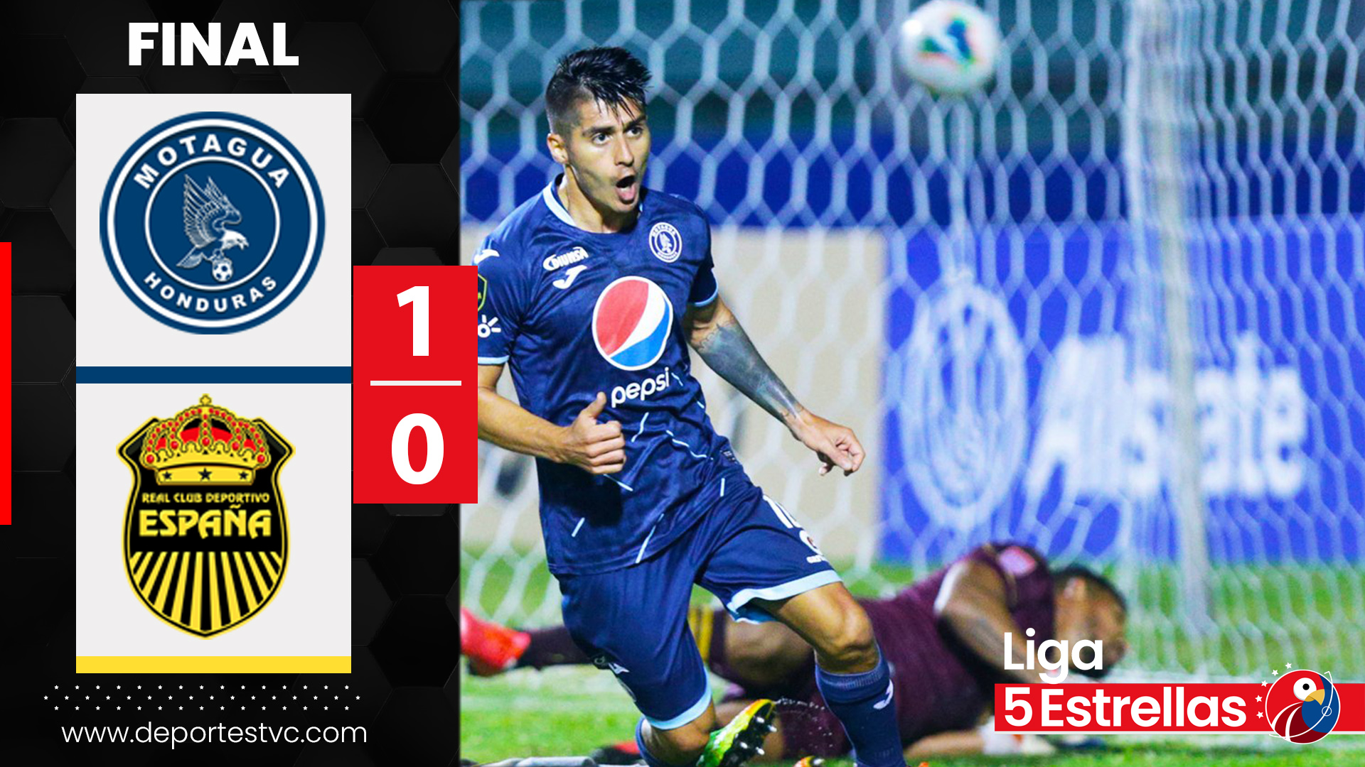 ¡Paternidad Azul! Motagua derrota al Real España y se va con ventaja a San Pedro Sula