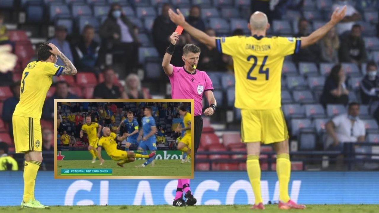 La escalofriante entrada de jugador de Suecia que le costó la expulsión