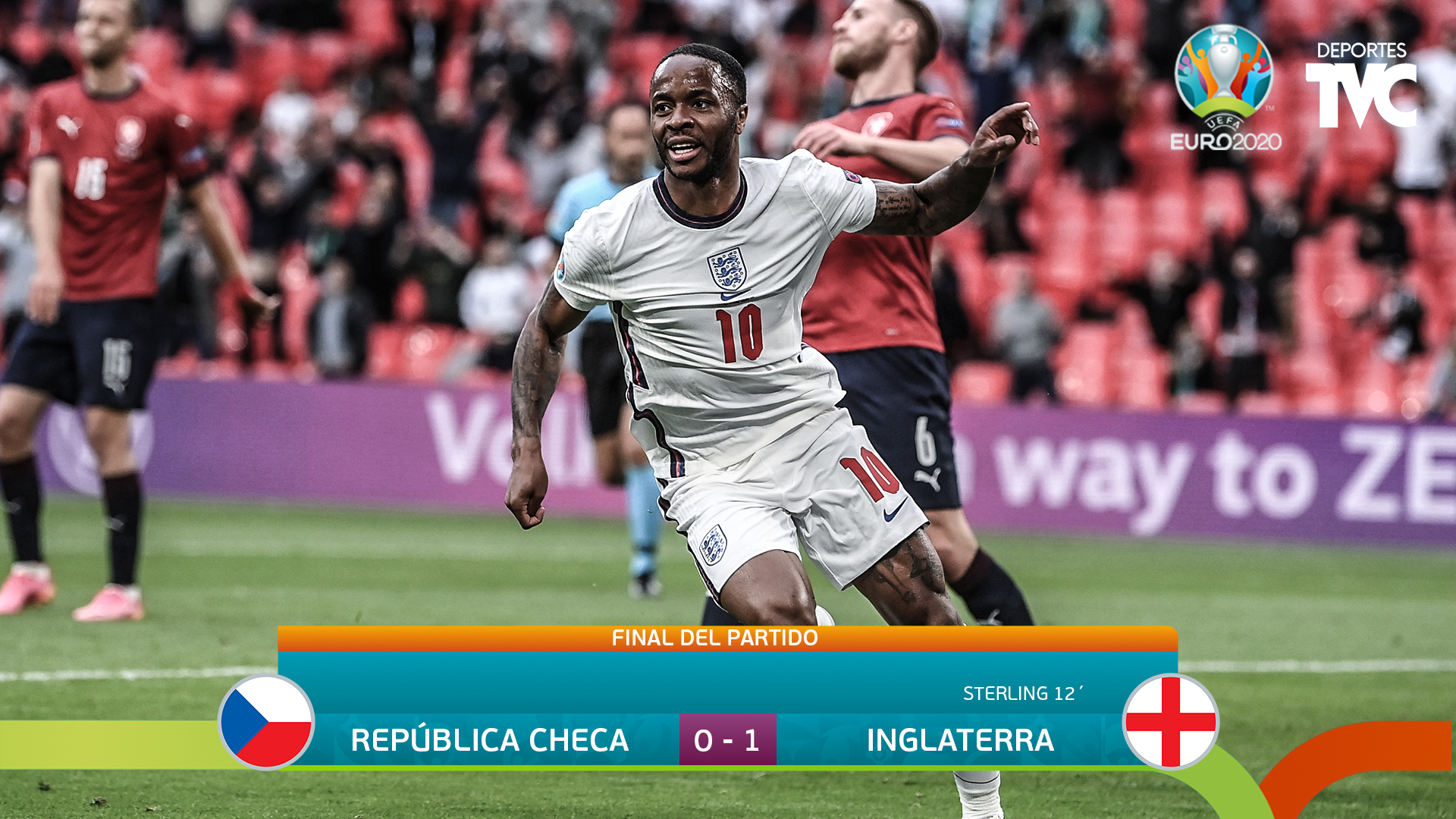 Eurocopa 2020: Inglaterra con gol de Sterling derrota a República Checa y es líder del Grupo D