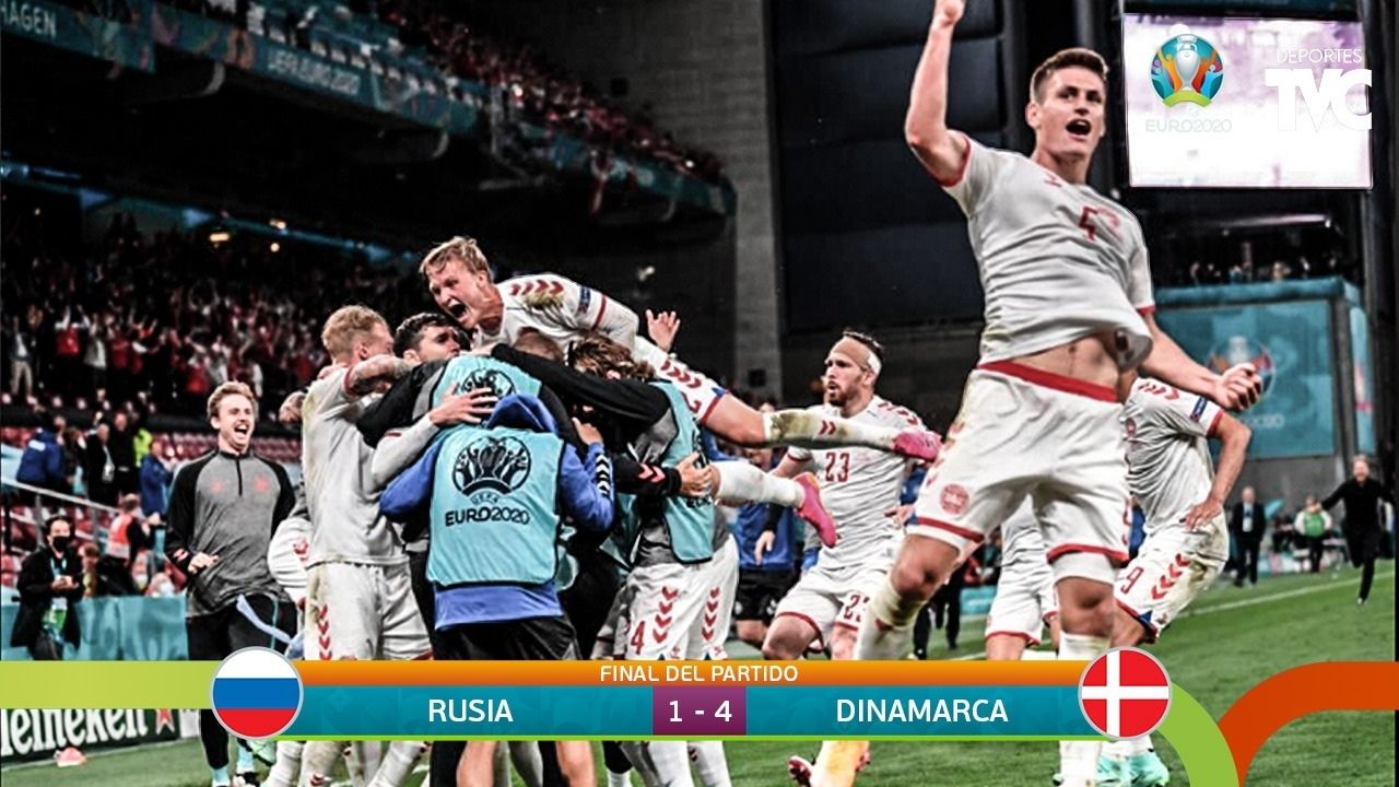 Eurocopa 2020: Dinamarca clasifica con regreso al triunfo 1-4 ante Rusia