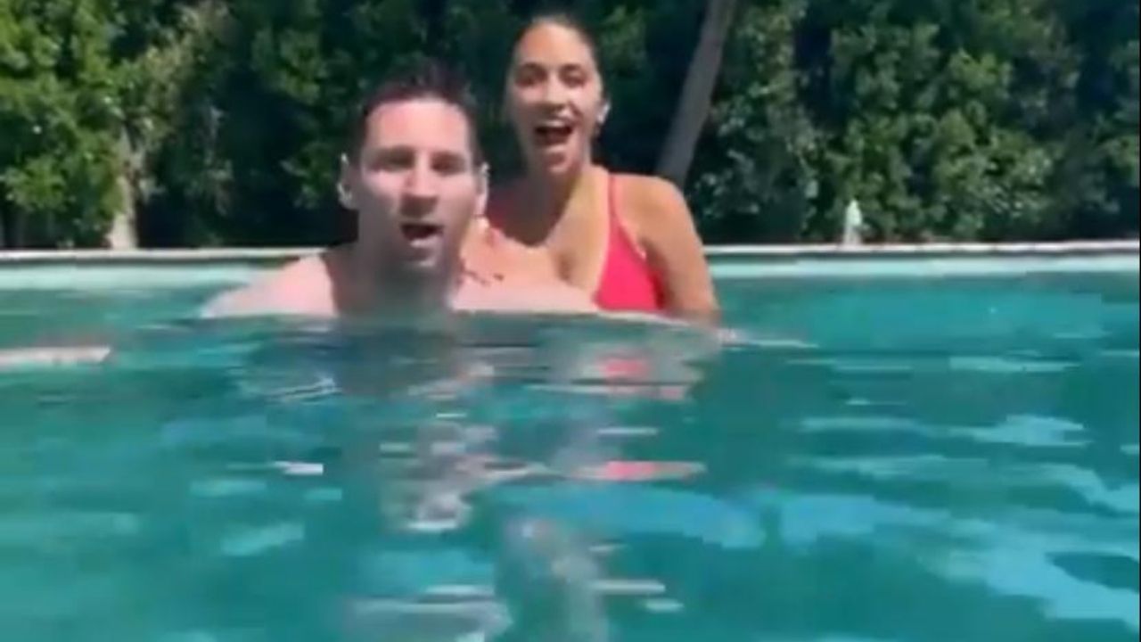 El video más romántico de Messi bajo el agua y maniobrando con su esposa Antonela Roccuzzo