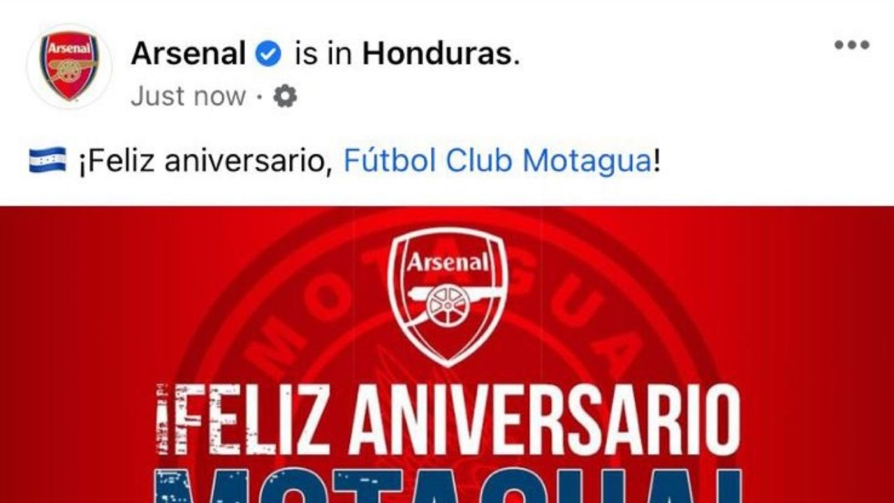 Arsenal de Inglaterra felicitó a Motagua con imagen realizada por un joven hondureño