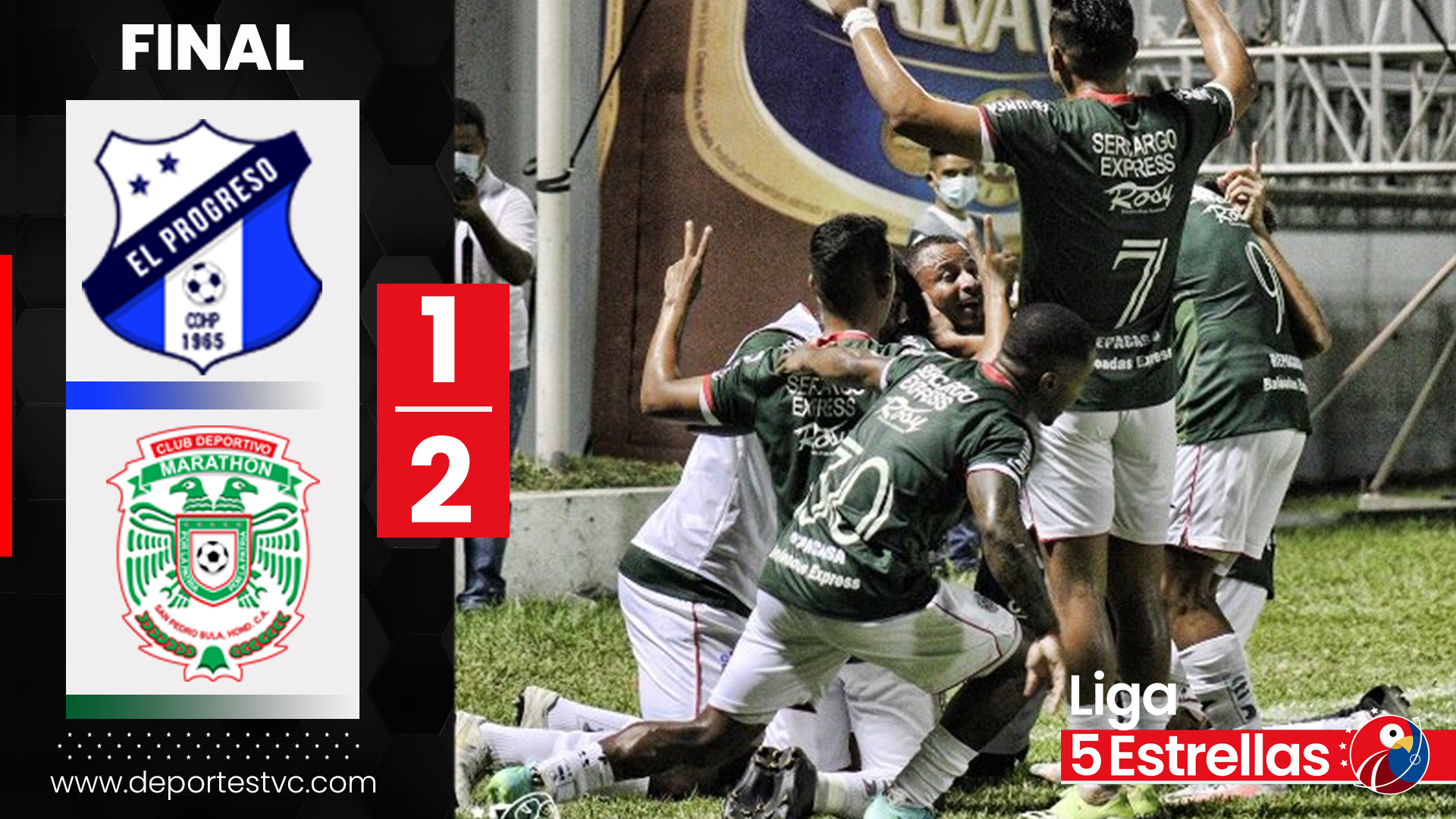 Marathón remontó ante el Honduras Progreso en una intensa noche en el Morazán