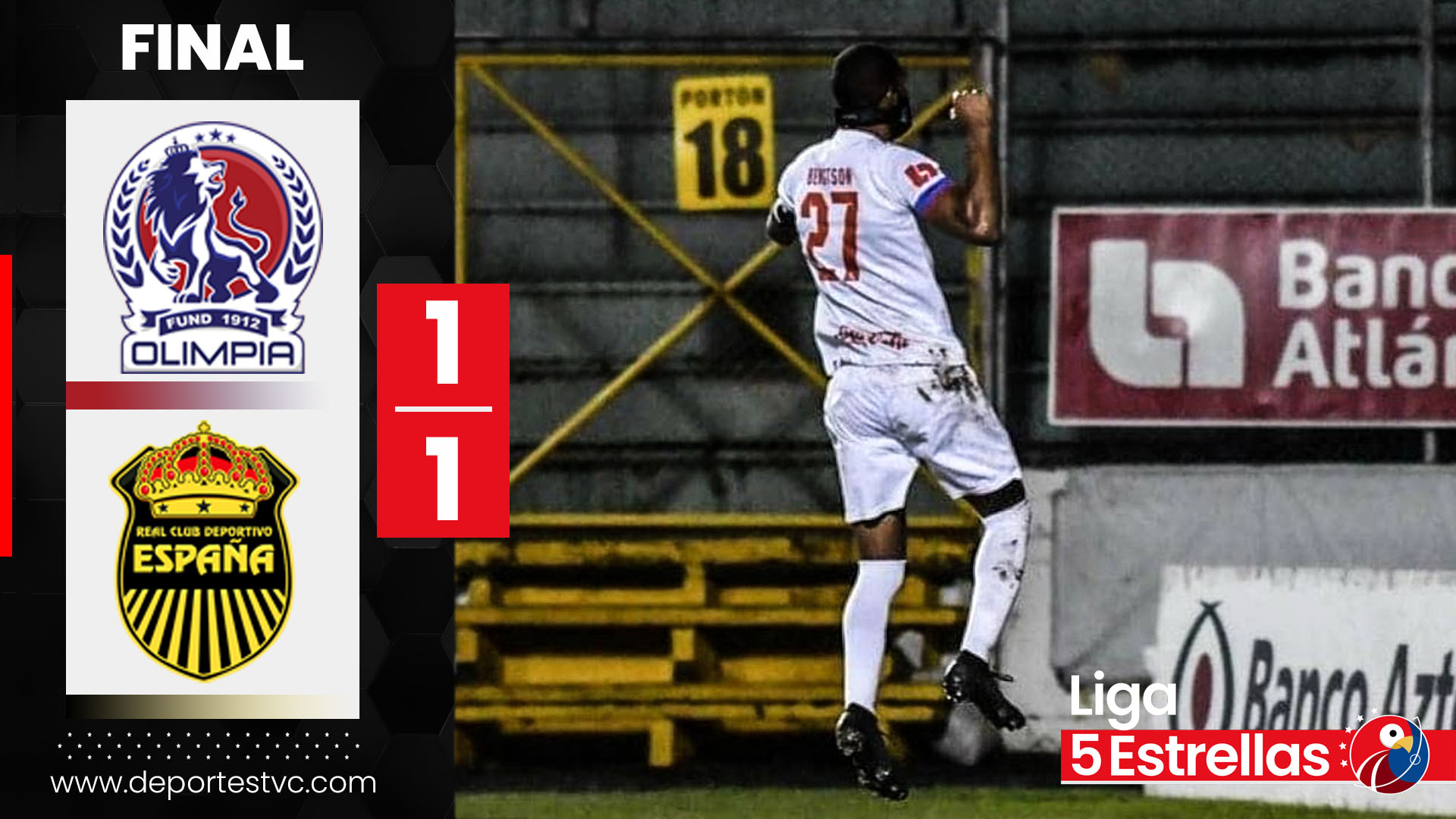 ¡Héroe enmascarado! Jerry Bengtson salva de la derrota al Olimpia ante Real España