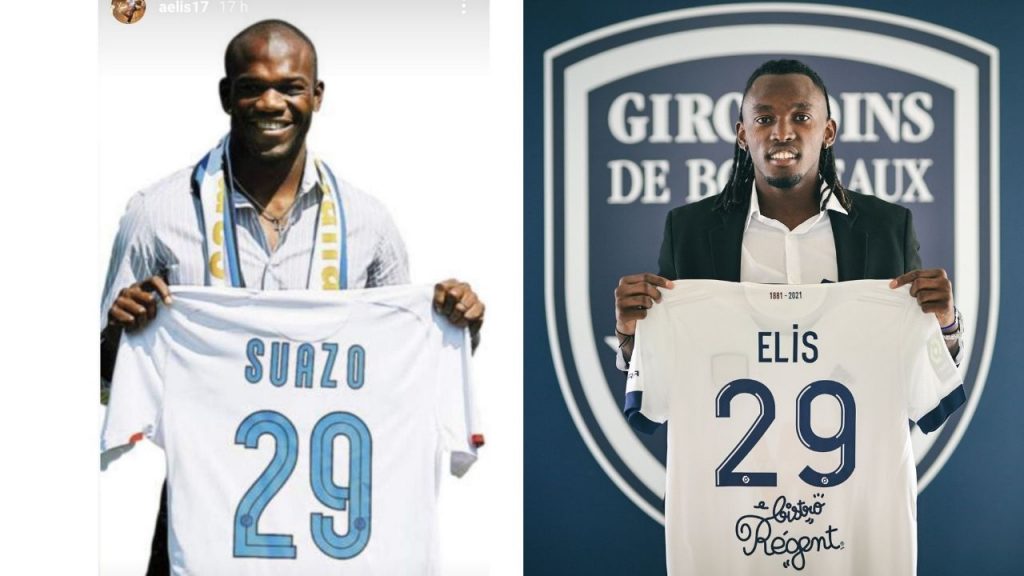 David Suazo con la camiseta 29 y Alberth Elis con el 29 en Burdeos 