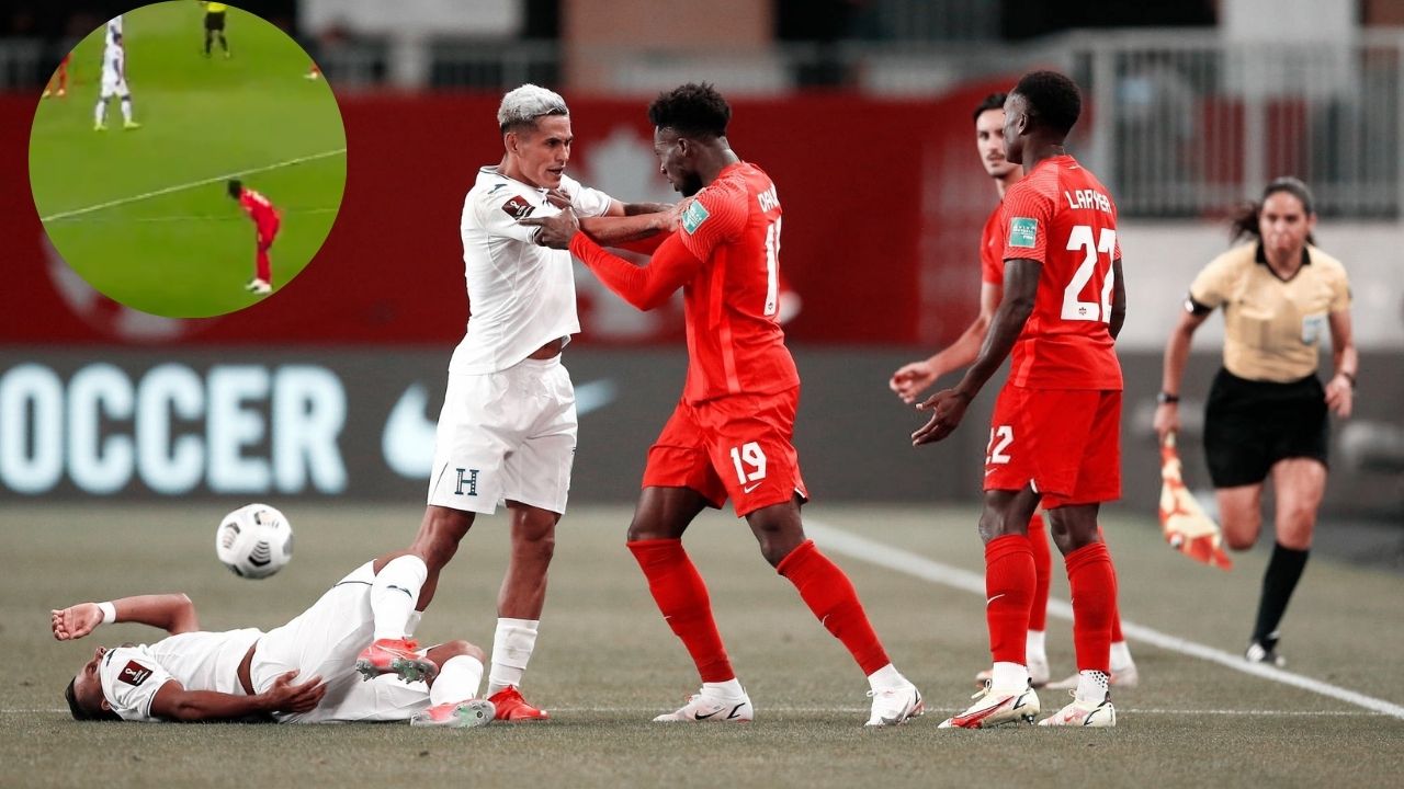 La frustración de Alphonso Davies por la jugada donde Najar consiguió un penal para Honduras