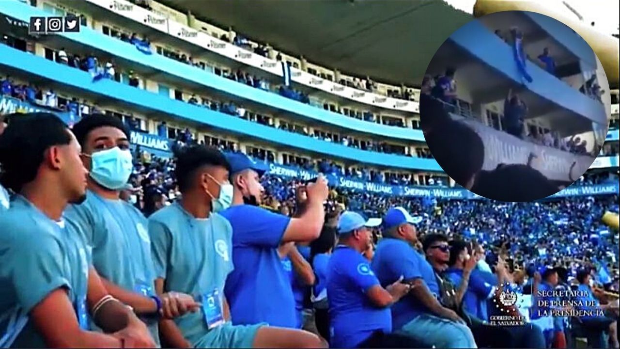 ¡Irrespeto! Salvadoreños arrebatan bandera de Honduras y la tiran al suelo en el estadio Cuscatlán