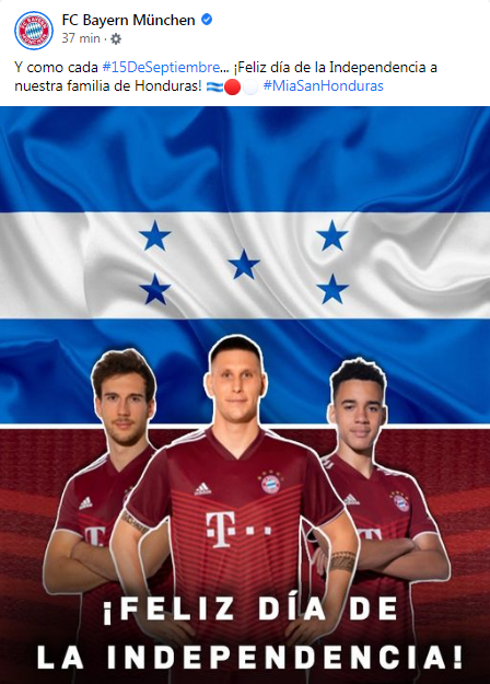 Mensaje del Bayern bicentenario Honduras 