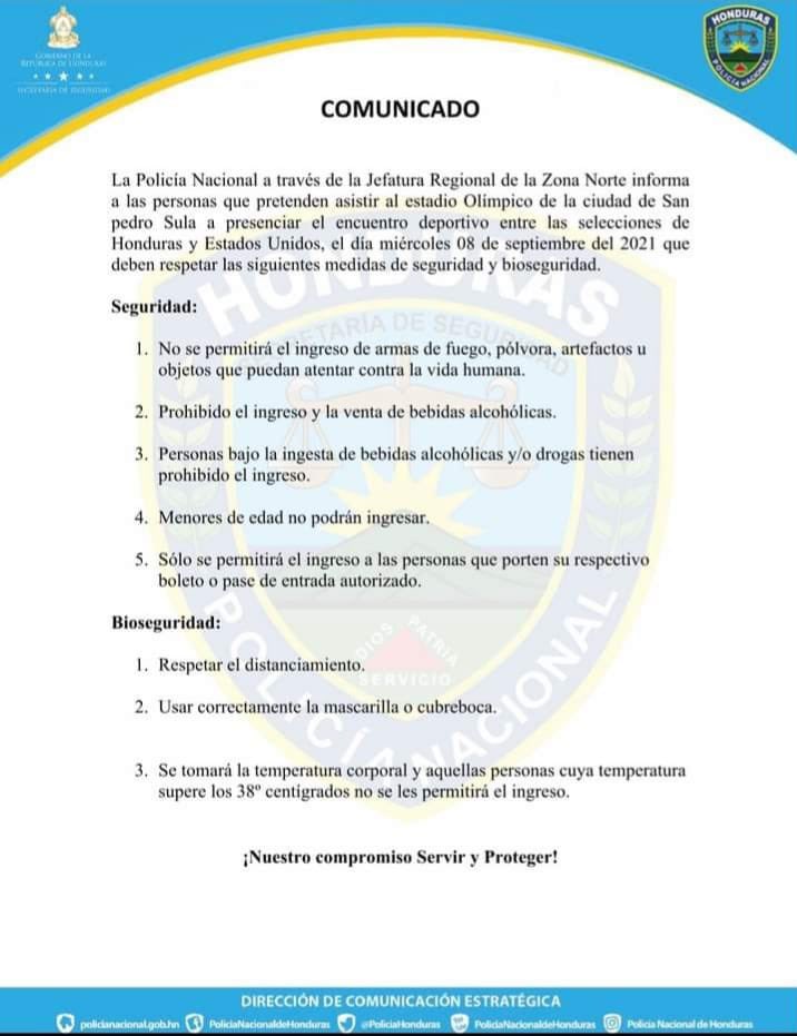 Comunicado policía nacional