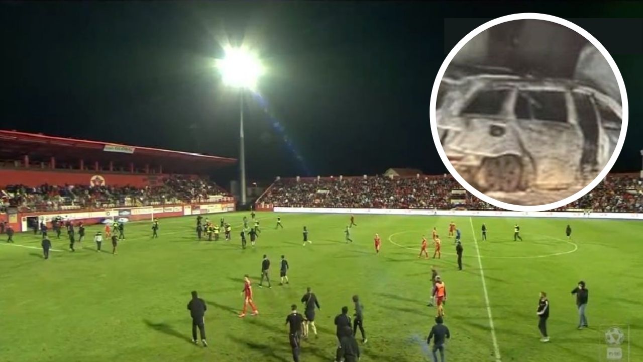 Aficionados de un equipo en Bosnia incendian el auto del árbitro de fútbol