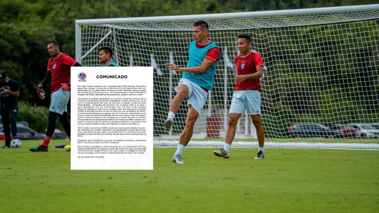 Jugadores de Olimpia reaccionan tras la descalificación de la Liga Concacaf