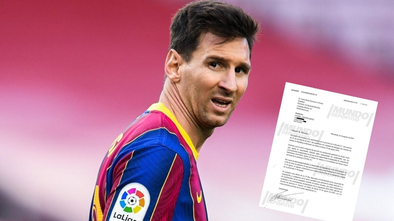 Filtran el burofax que envió Lionel Messi al Barcelona en 2020