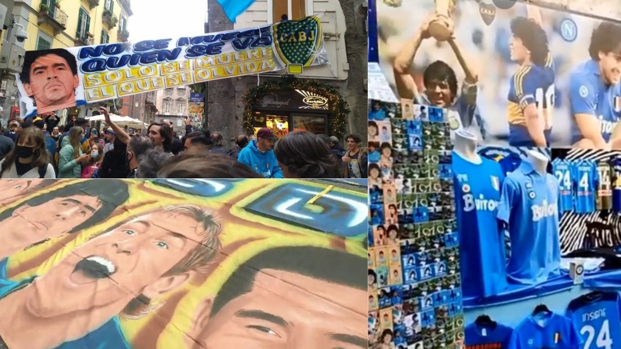 Diego Maradona: Tras un año de su muerte, las calles de Napoli se empiezan a adornar con sus recuerdos