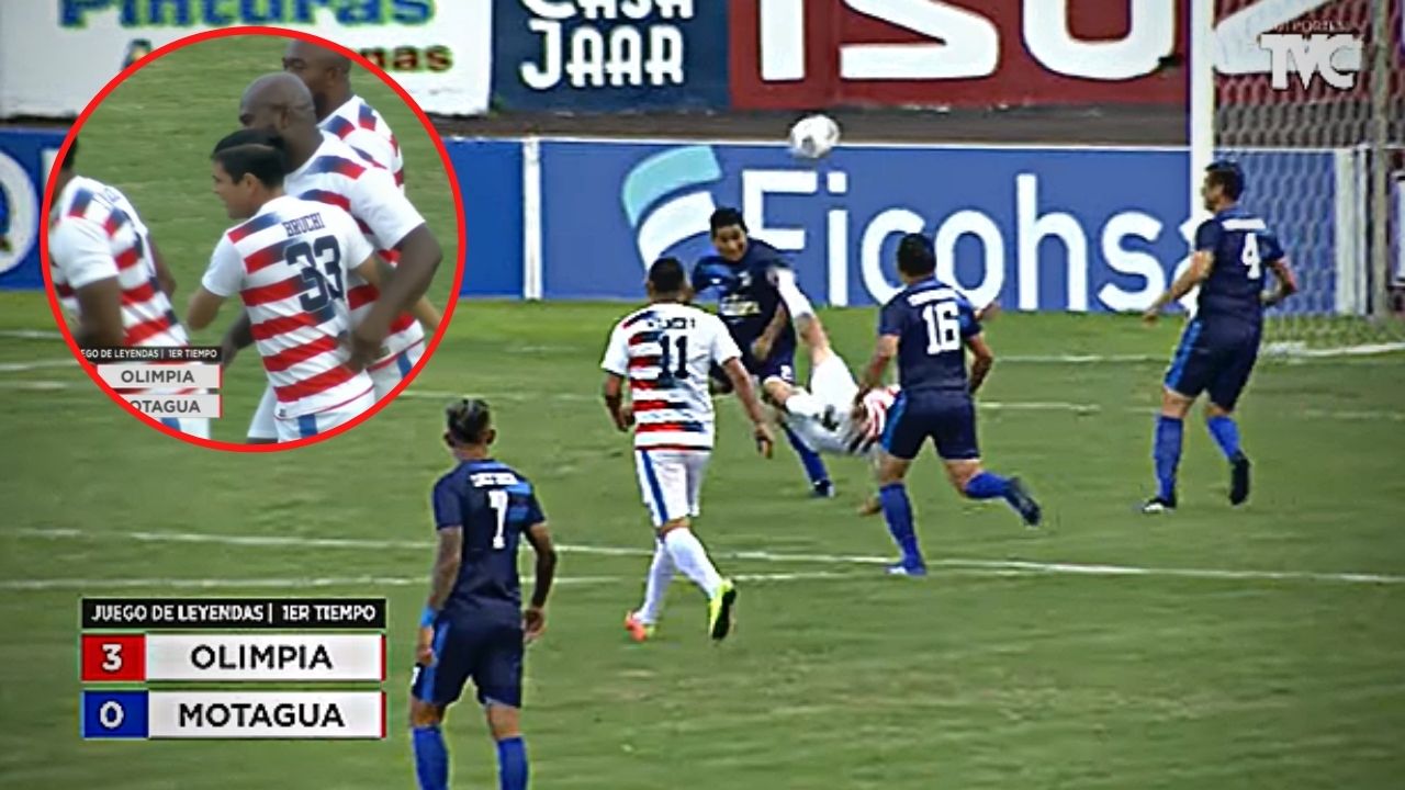 El golazo imperdible de Ramiro Bruschi con las Leyendas de Olimpia frente a Motagua