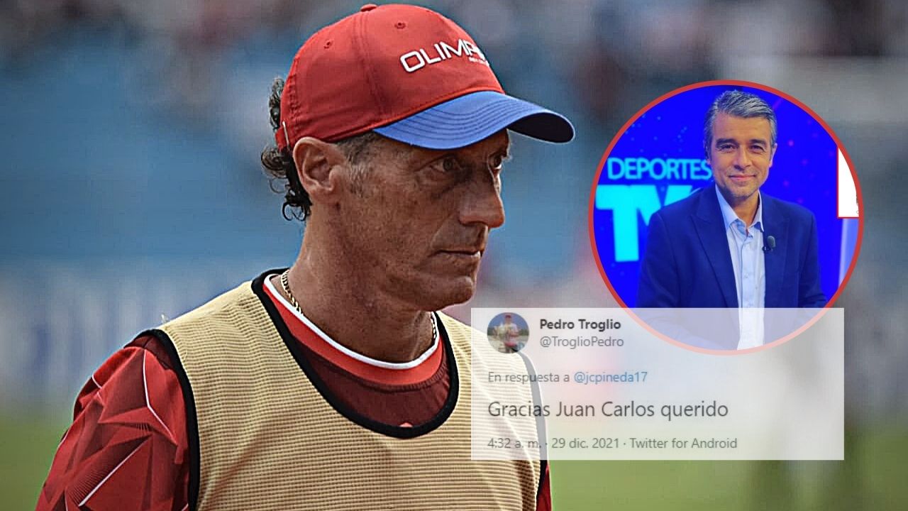 Pedro Troglio ya toma palabras de despedida y la primera fue de Juan Carlos Pineda