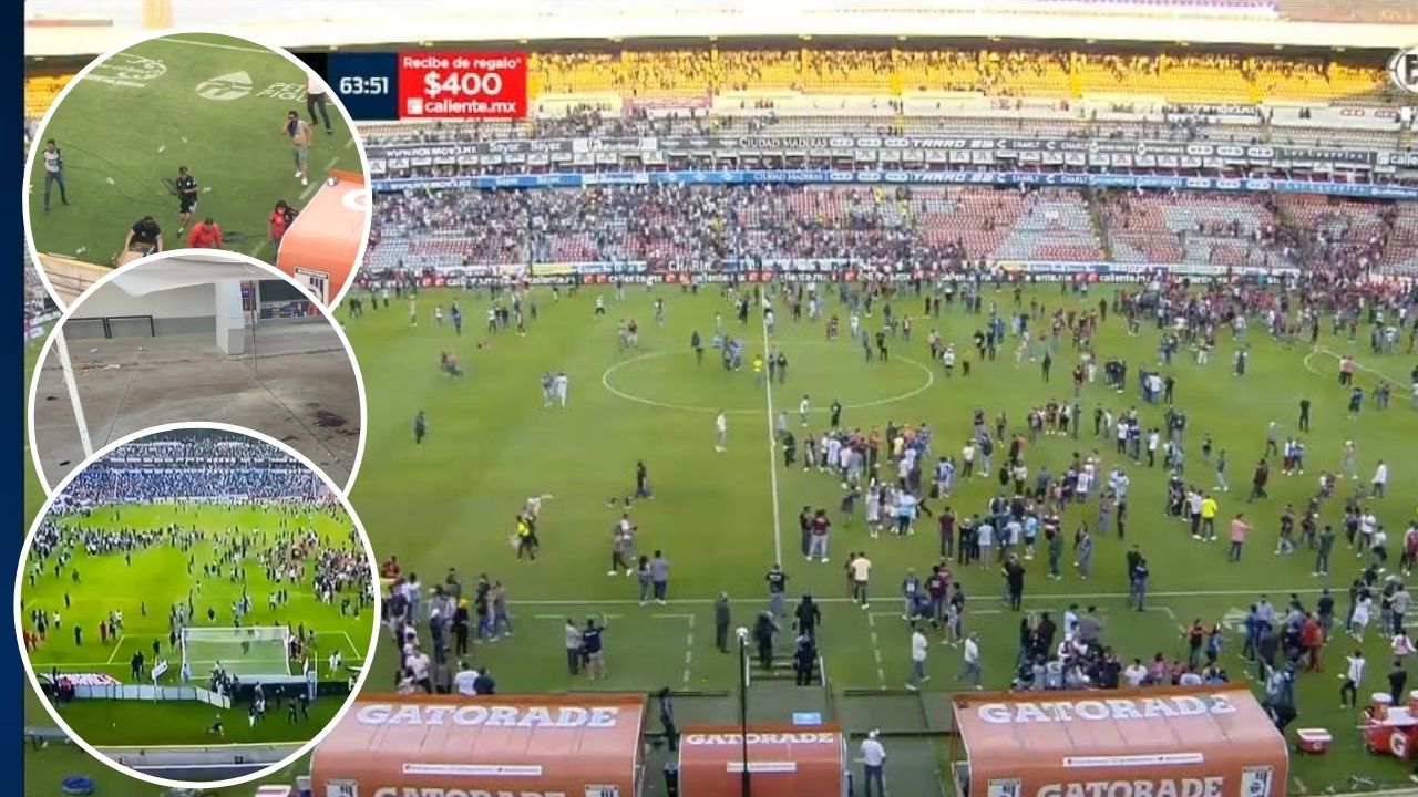 Las terribles imágenes de la pelea entre aficionados de Querétaro y Atlas en la Liga Mx