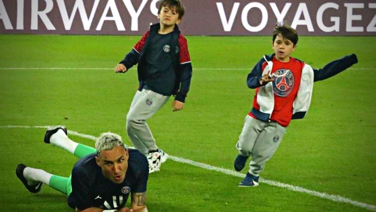 Keylor Navas fue puesto a prueba por los hijos de Lionel Messi