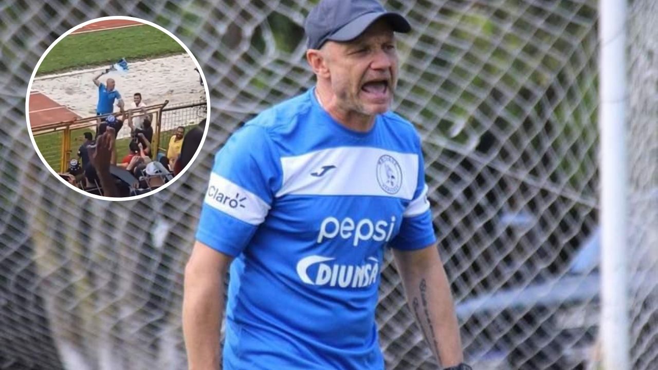 Preparador físico de Motagua se volvió loco en los festejos y así fue grabado desde las graderías