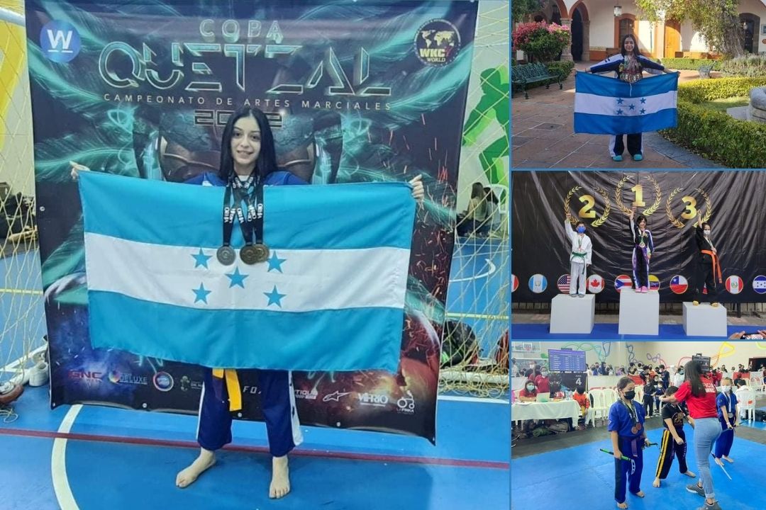 ¡Orgullo nacional! hondureña cosecha medallas de oro en torneo de artes marciales en México
