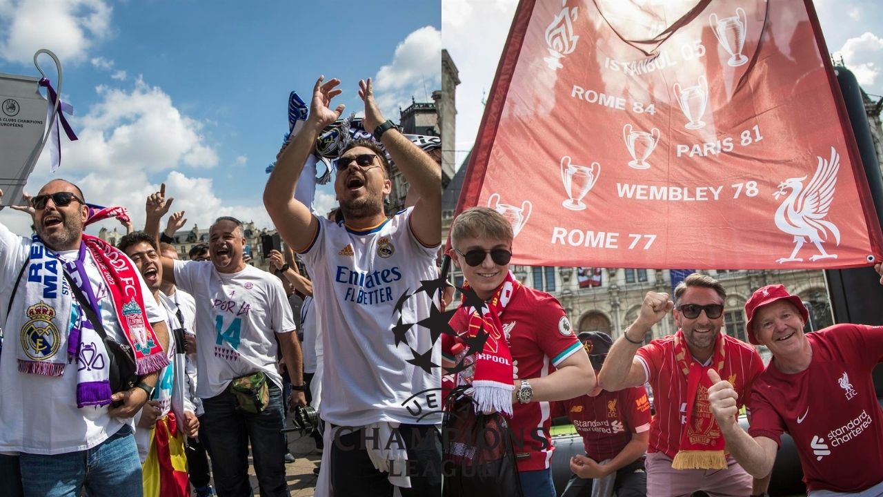 Aficionados del Real Madrid y Liverpool ya calientan en las calles de París