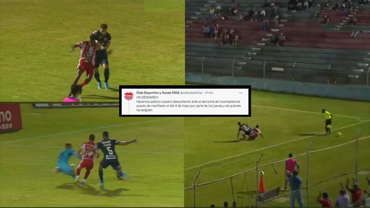 Vida se queja del arbitraje contra Motagua mostrando faltas no sancionadas: Es un descaro