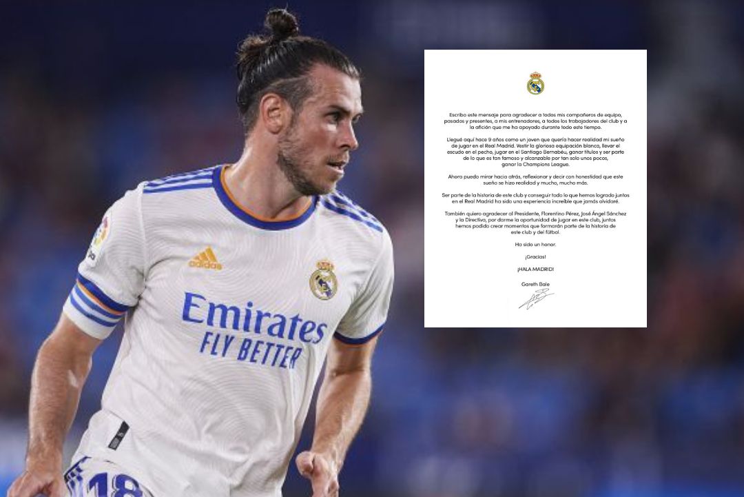 Gareth Bale se despidió del Real Madrid con emotivo mensaje a sus compañeros y directiva