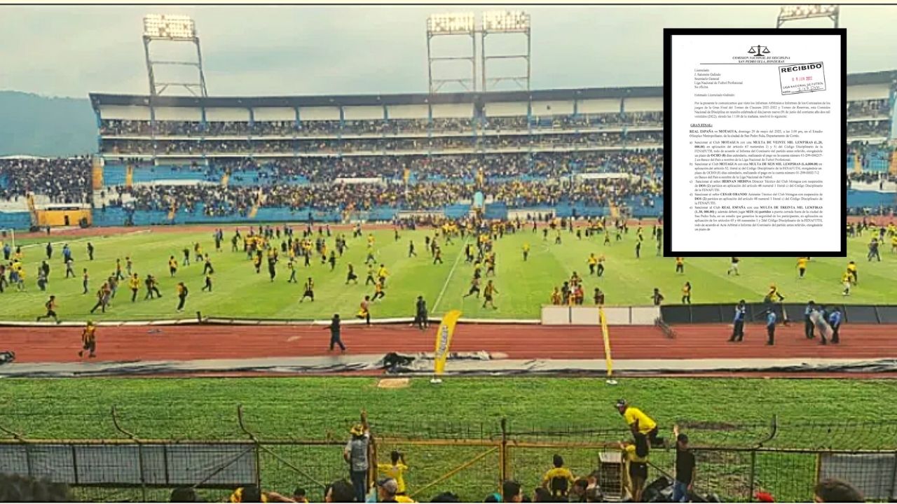 Real España recibe fuerte castigo por invasión de aficionados en la final contra Motagua