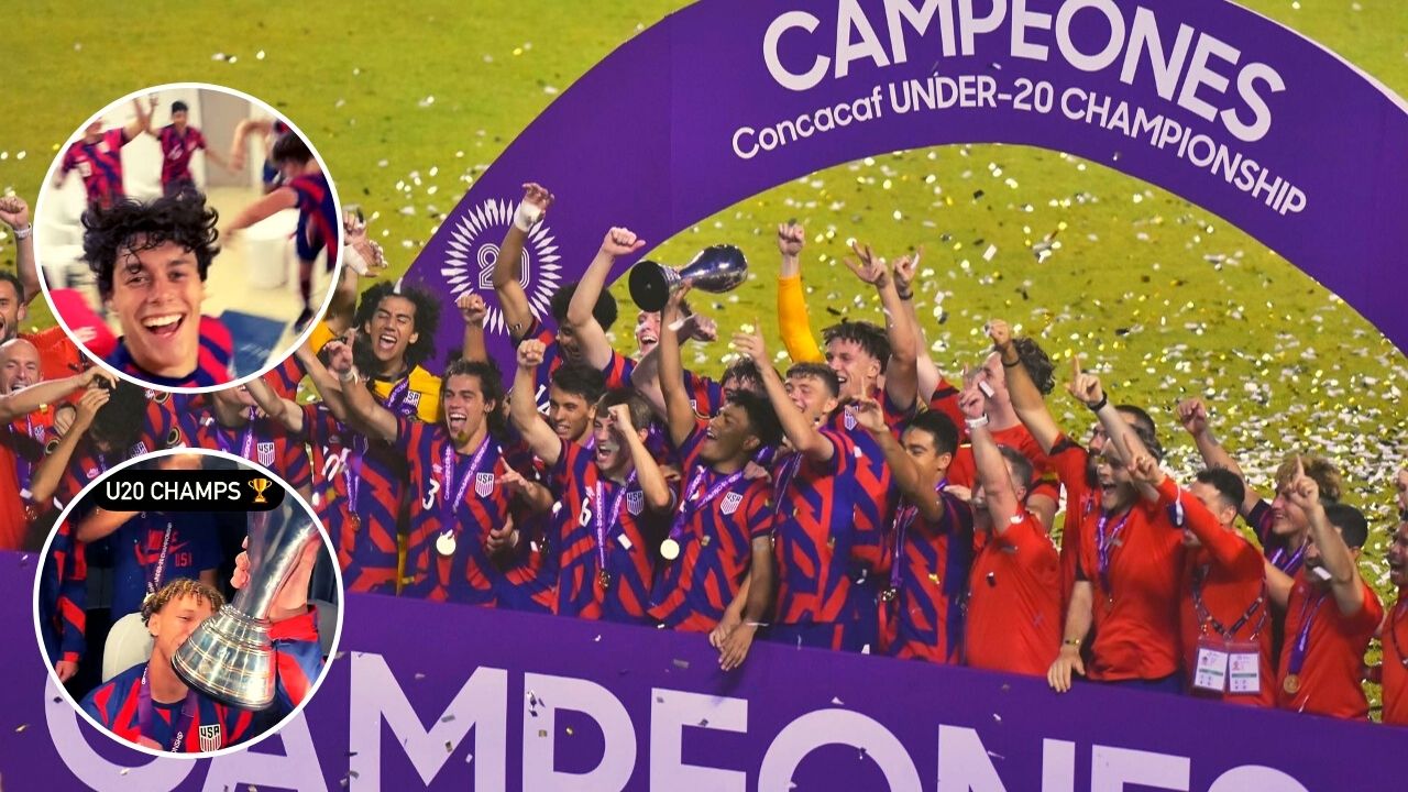 Jugadores de Estados Unidos muestran cómo celebraron el título en el estadio Olímpico
