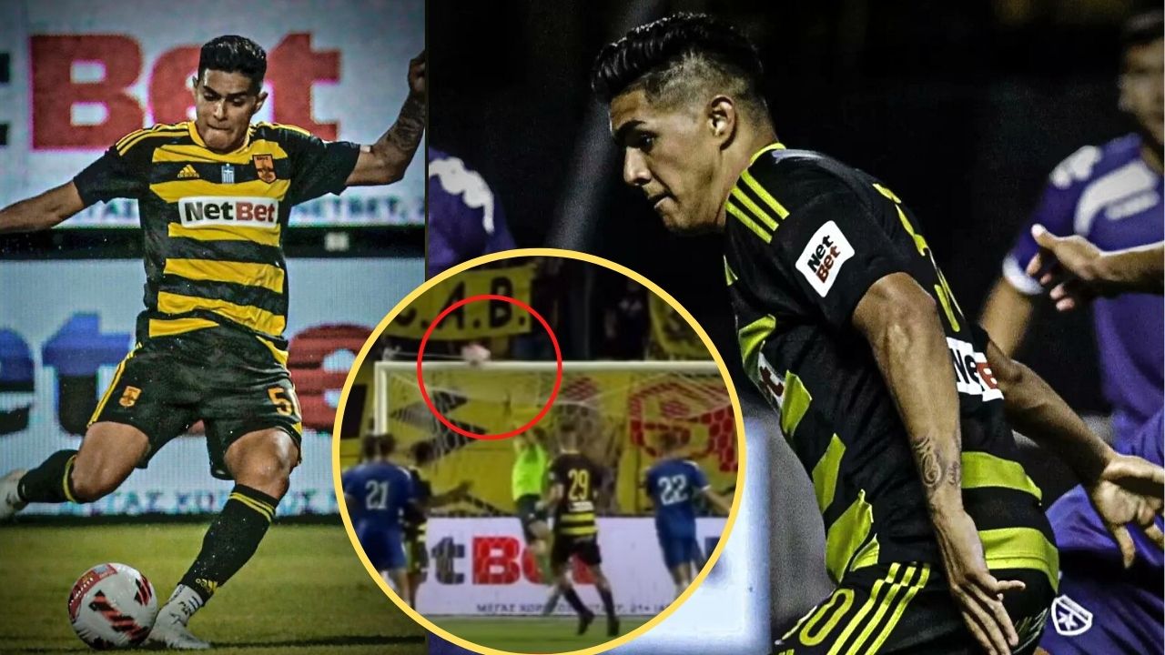 Luis Palma a punto de convertir el gol de su carrera con el Aris en Grecia