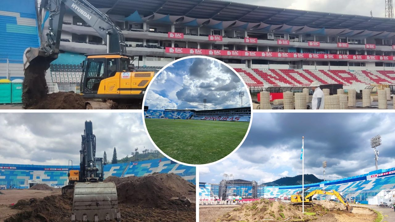 Así avanzan los trabajos del cambio de cancha en el estadio Nacional Chelato Uclés