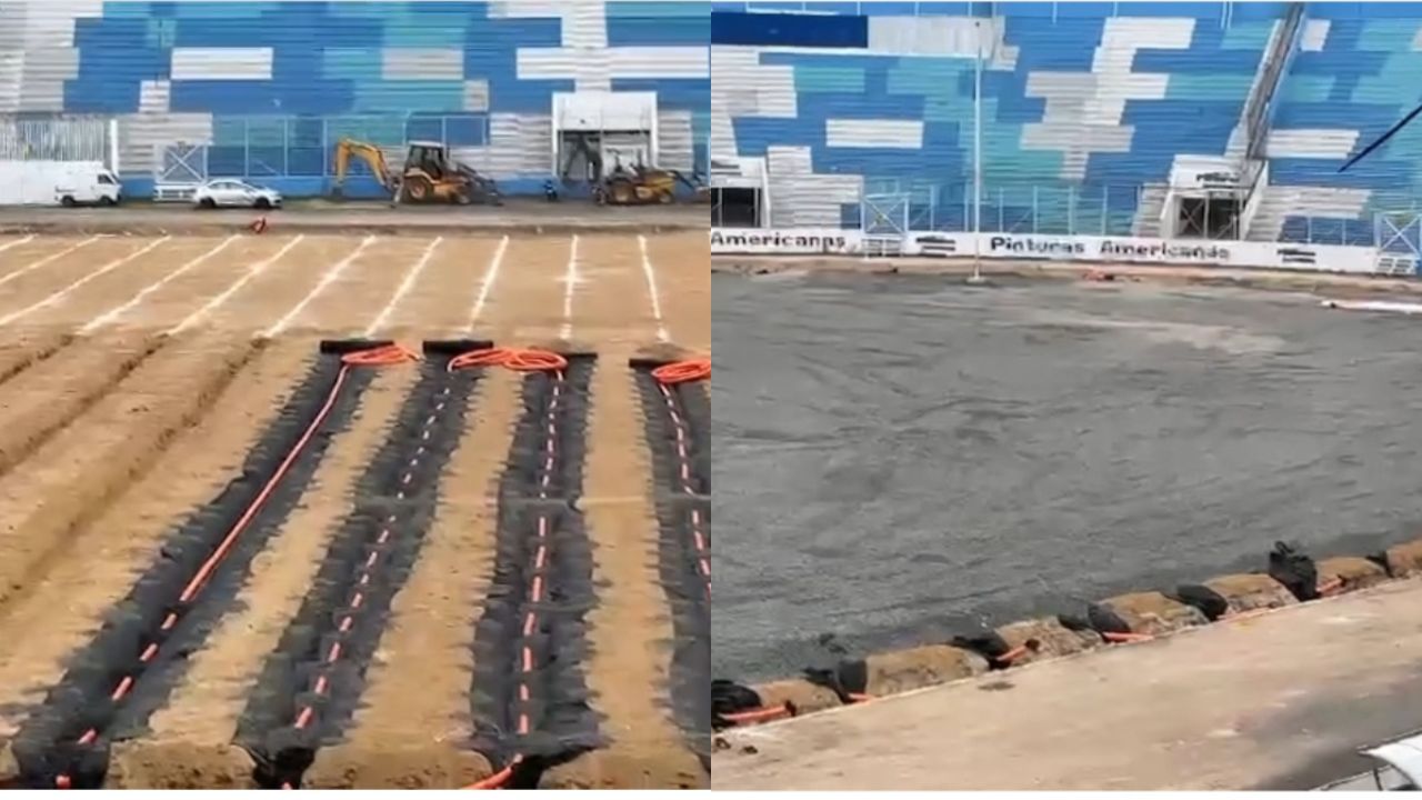 Empresa internacional muestra avances del cambio de grama en el estadio Nacional Chelato Uclés