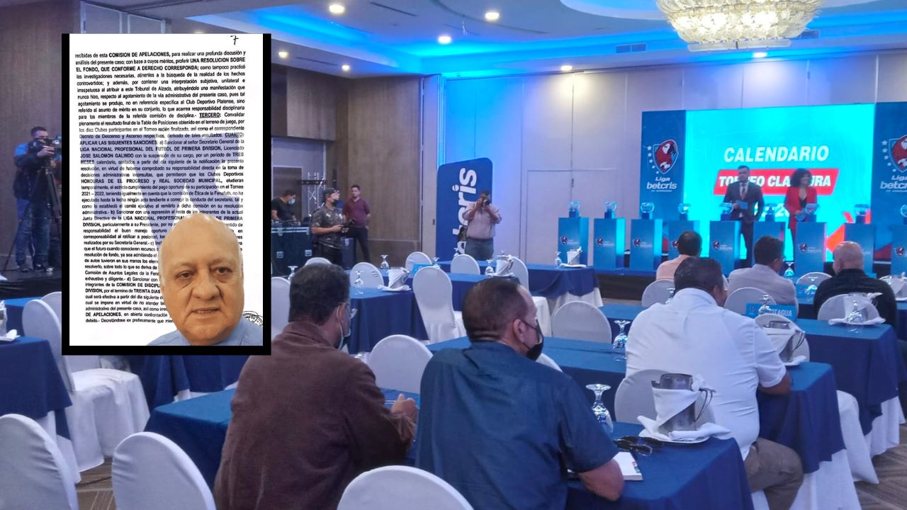 Suspenden a secretario de la Liga Nacional por haber 'ayudado' en el caso de Honduras Progreso y Real Sociedad