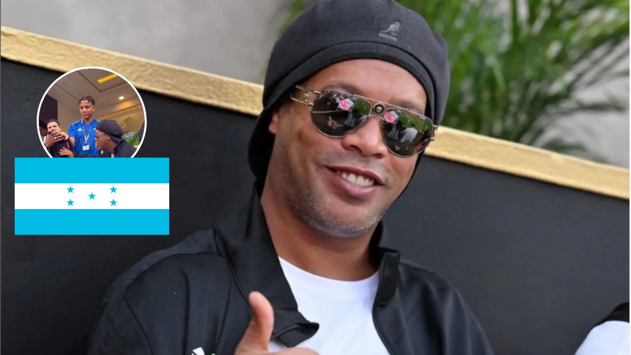 Ronaldinho presume a futbolista hondureño en plena visita en el Mundial de Qatar 2022