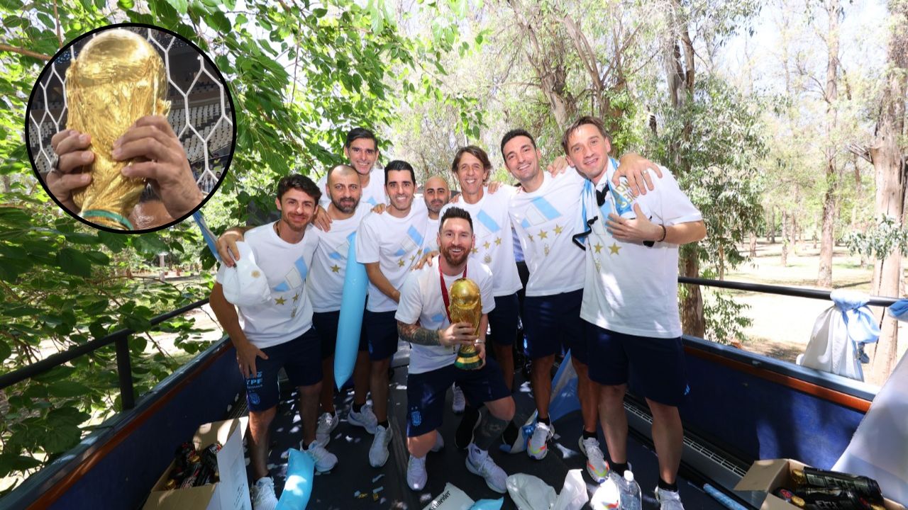 Famoso quiso arrebatarle trofeo a los jugadores de Argentina en plena celebración
