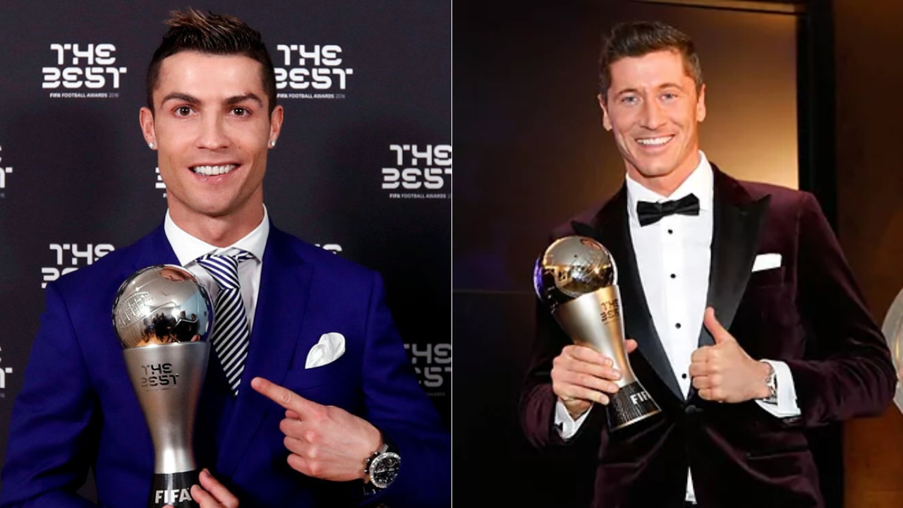 Hasta la edición de los The Best 2021, Cristiano Ronaldo y Robert Lewandowski son los máximos ganadores del premio con dos obtenidos. Foto: Internet
