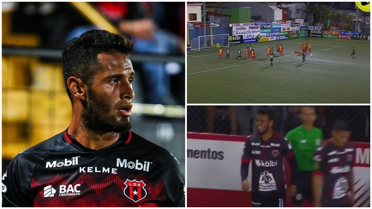 Alex López anota golazo de tiro libre en el duelo de Alajuelense contra Herediano