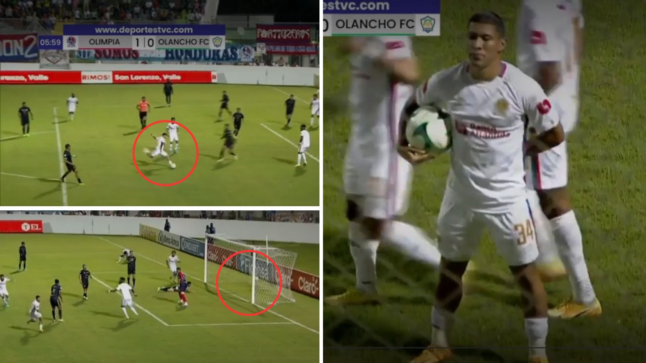 Kevin López anota su segundo gol con Olimpia para darle la ventaja ante Olancho FC