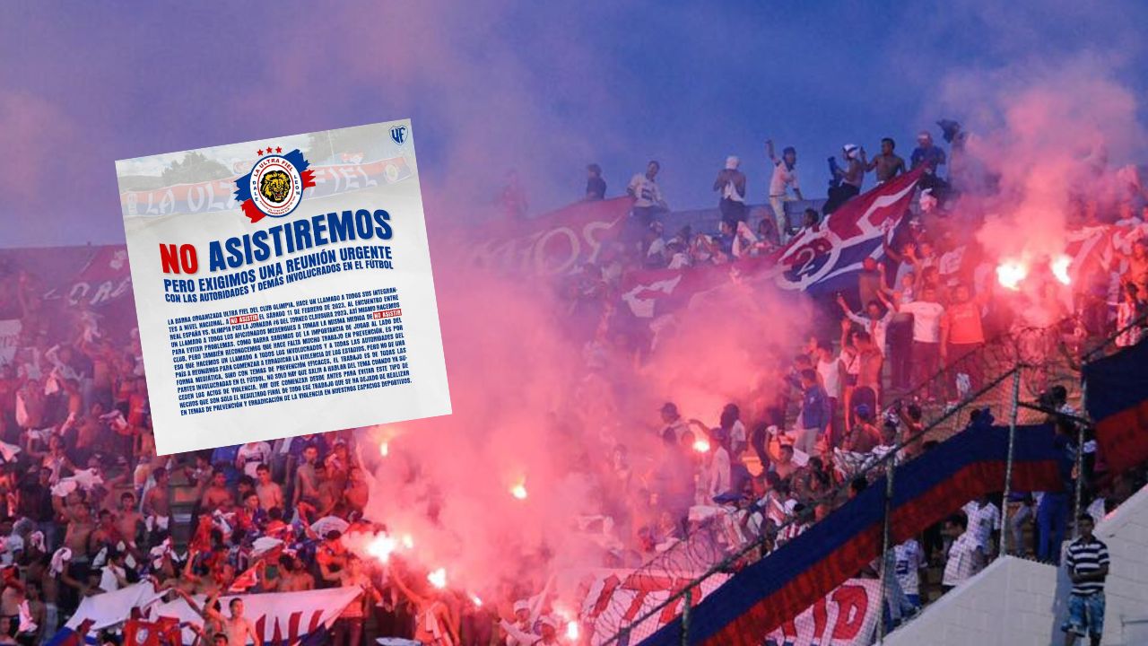 Barra de Olimpia se pronuncia con fuerte mensaje a las autoridades para acabar con la violencia en los estadios