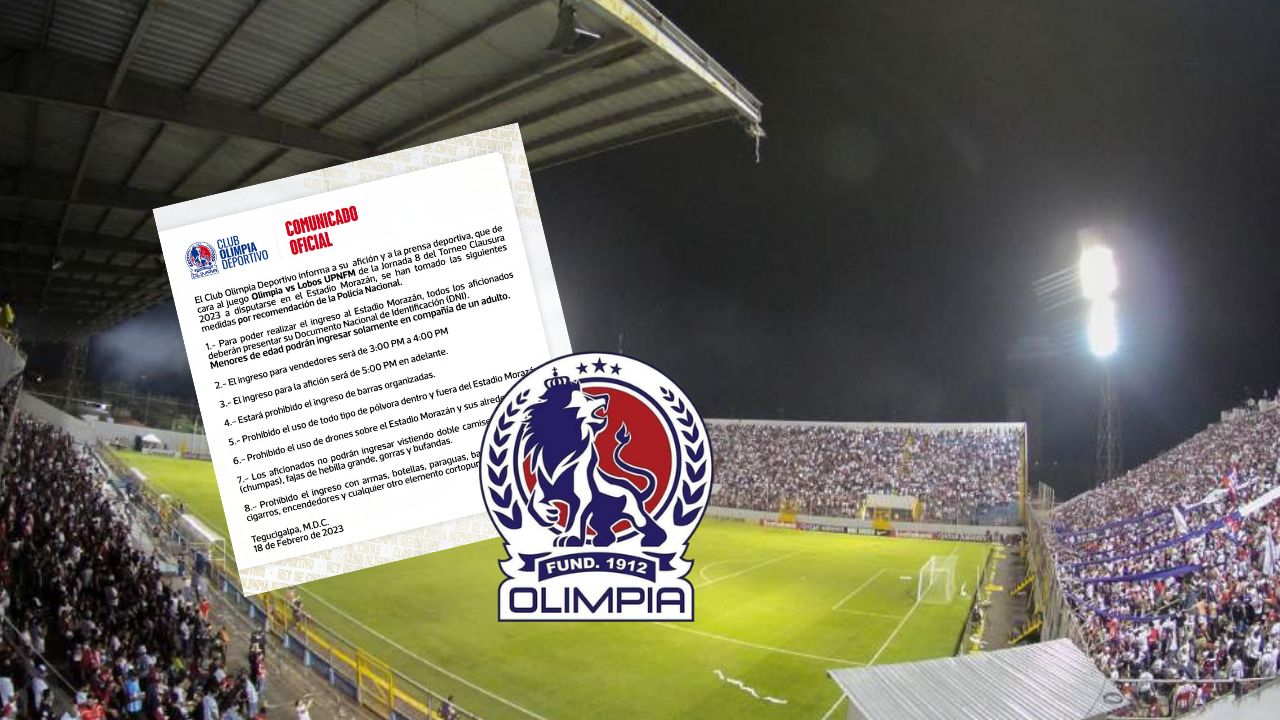 Olimpia anuncia restricciones para el duelo ante los Lobos de la UPNFM en San Pedro Sula