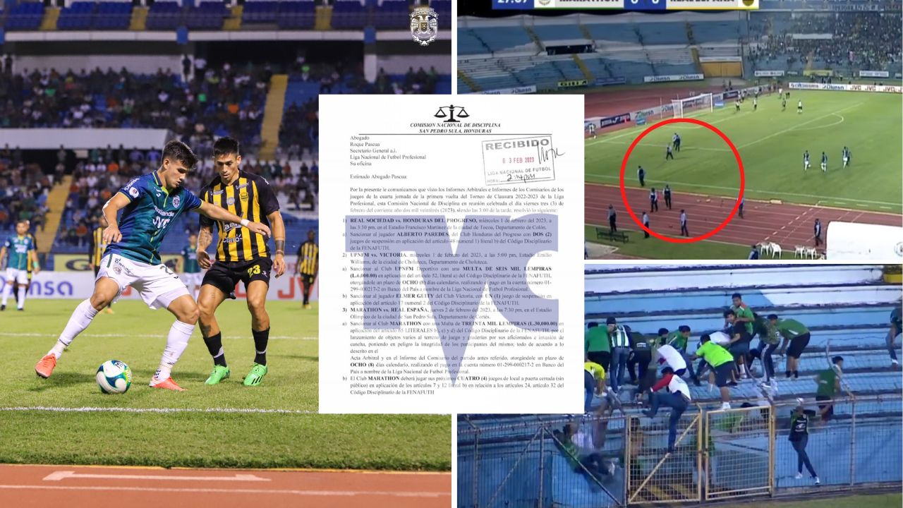 Real España y Marathón reciben fuertes castigos tras zafarrancho en el estadio Olímpico